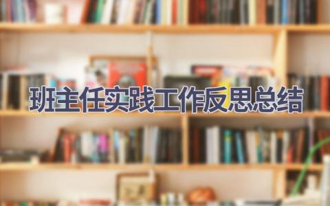 班主任实践工作反思总结范文(15篇）