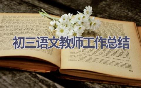 初三语文教师工作总结范文(11篇）