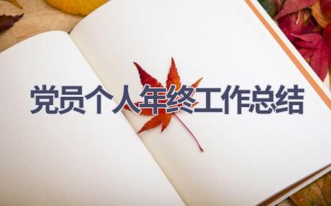 党员个人年终工作总结范文(8篇）