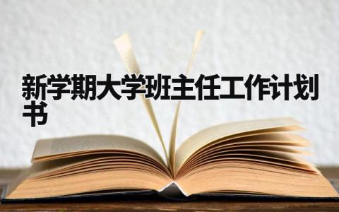 新学期大学班主任工作计划书 大学班主任计划工作思路 (3篇）