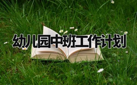 幼儿园中班工作计划安排 2024年幼儿园中班工作计划