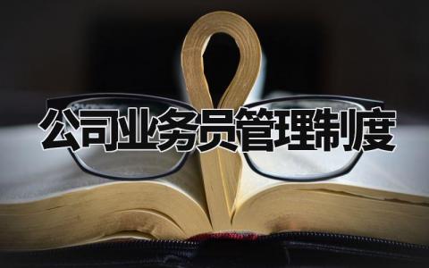 公司业务员管理制度内容 企业业务员管理制度大全