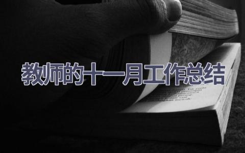 教师的十一月工作总结(6篇）